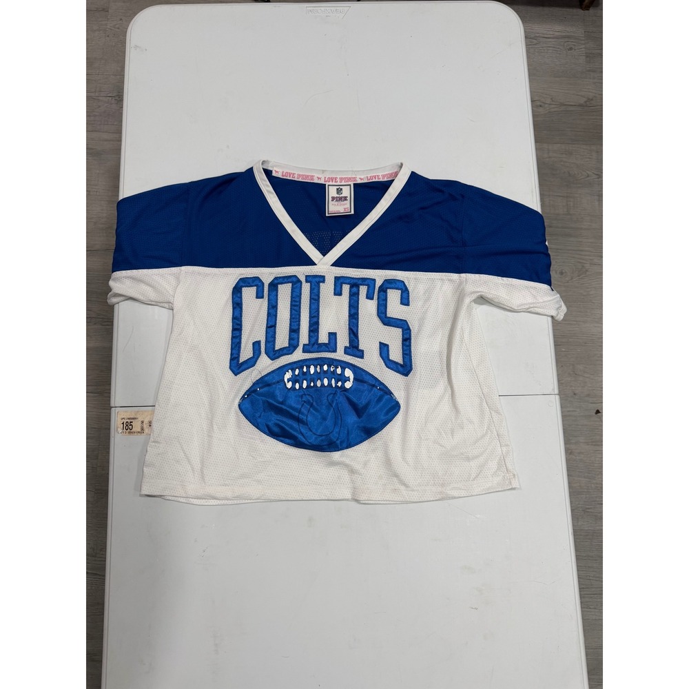 Victorias Secret PINK NFL Indianapolis Colts Jersey Crop Top Blue White XS